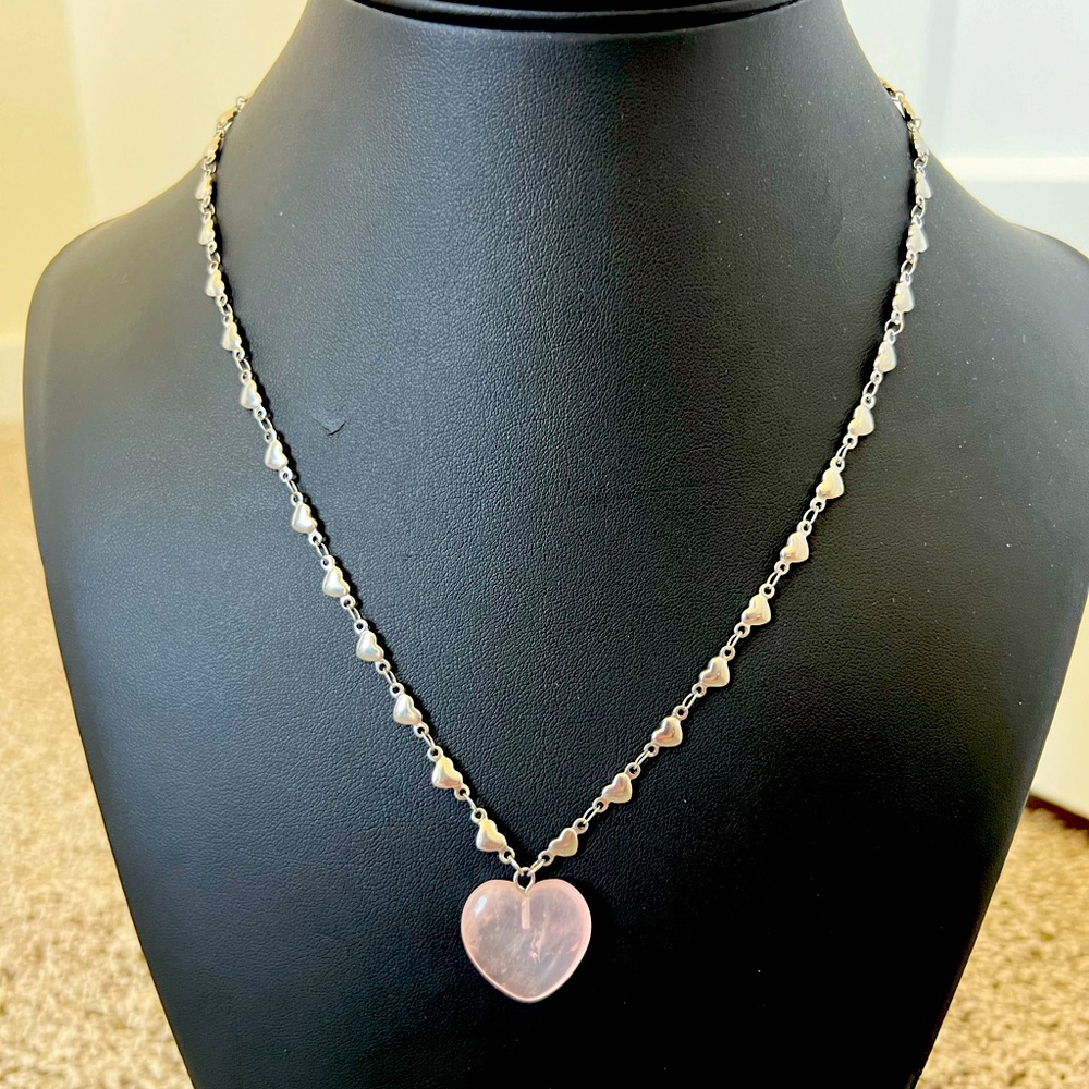 Rose quartz heart necklace